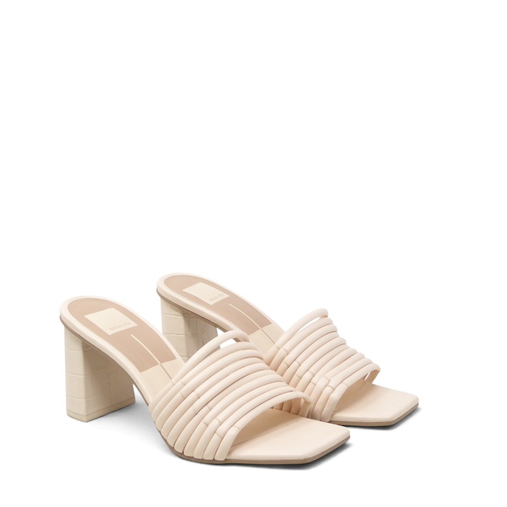 Dolce Vita Priana Womens Sandals Cream Croc Block Heel 9